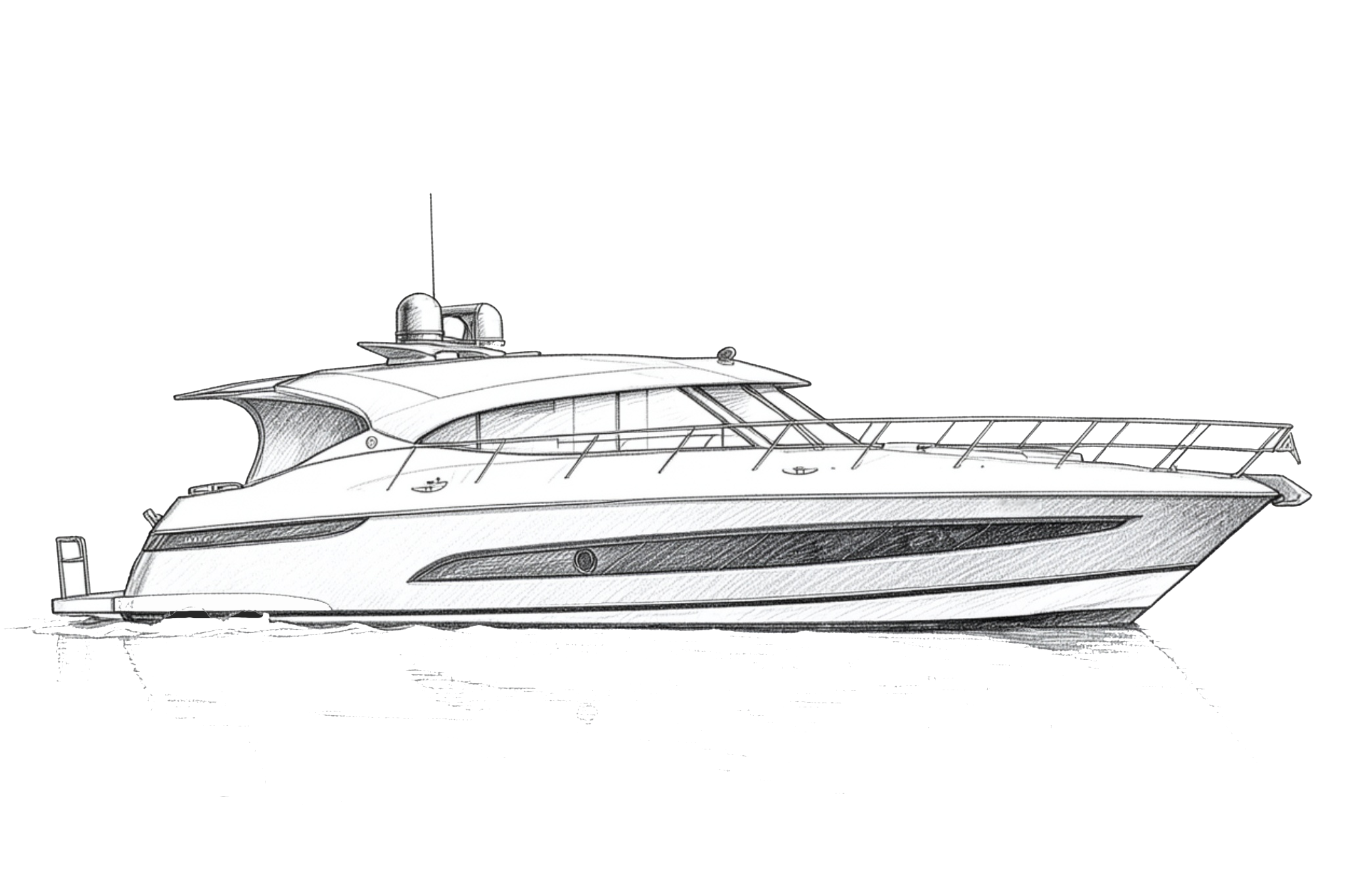 Concept sketch of the flagship yacht, side profile